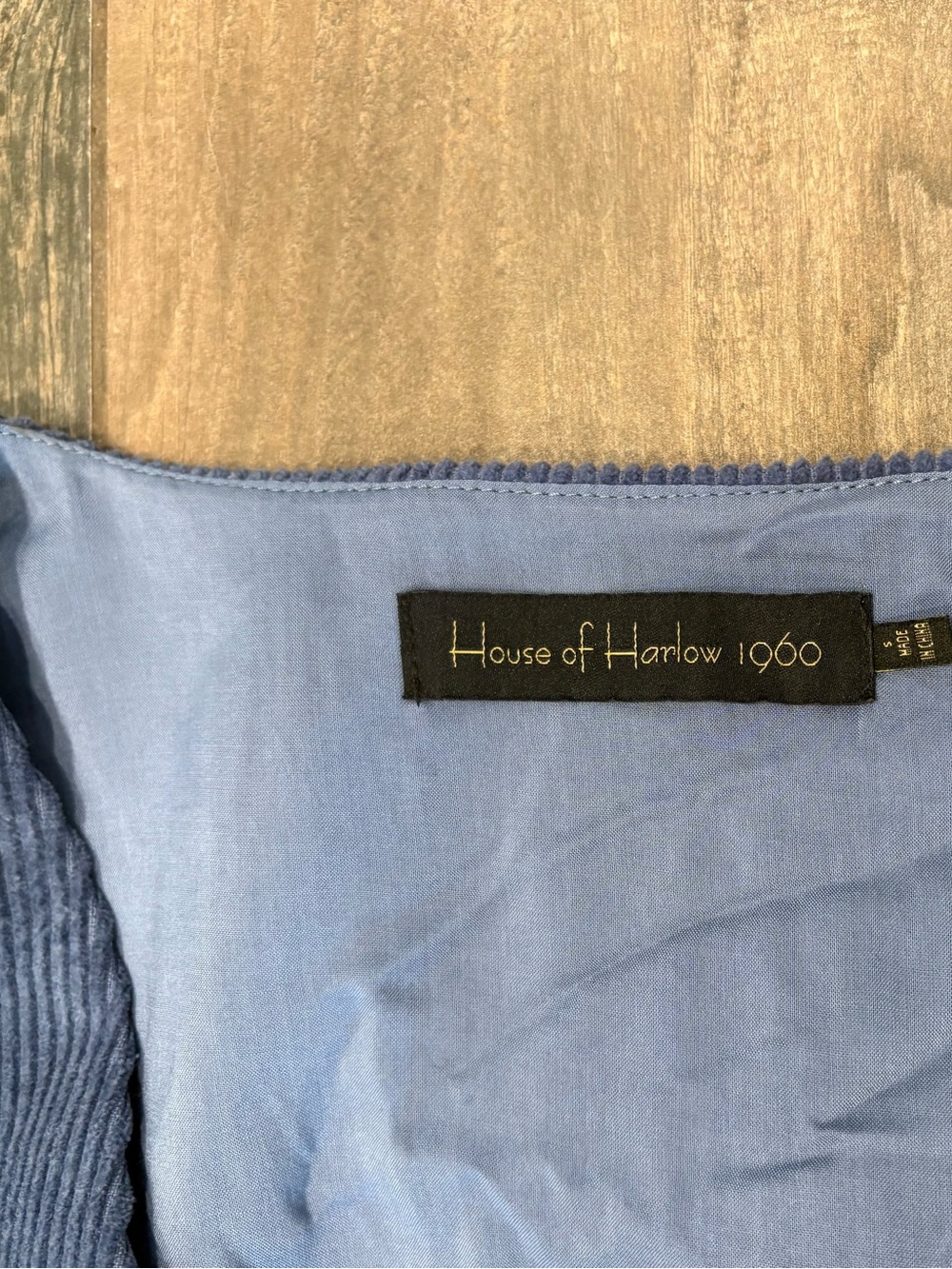 House of Harlow 1960 x REVOLVE Cardella Vintage Blue Corduroy Mini Dress Size Sm - Picture 3 of 9